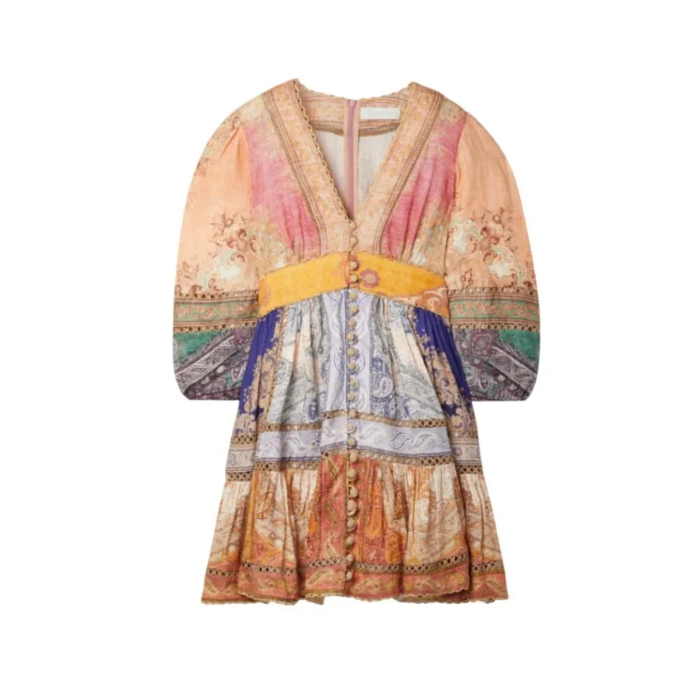 Zimmermann Pink and Blue Patterned Mini Dress - Picture 14 of 15